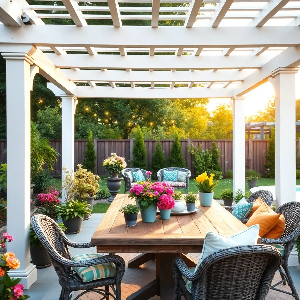 Classic White Pergola (Lattice Roof Design)
