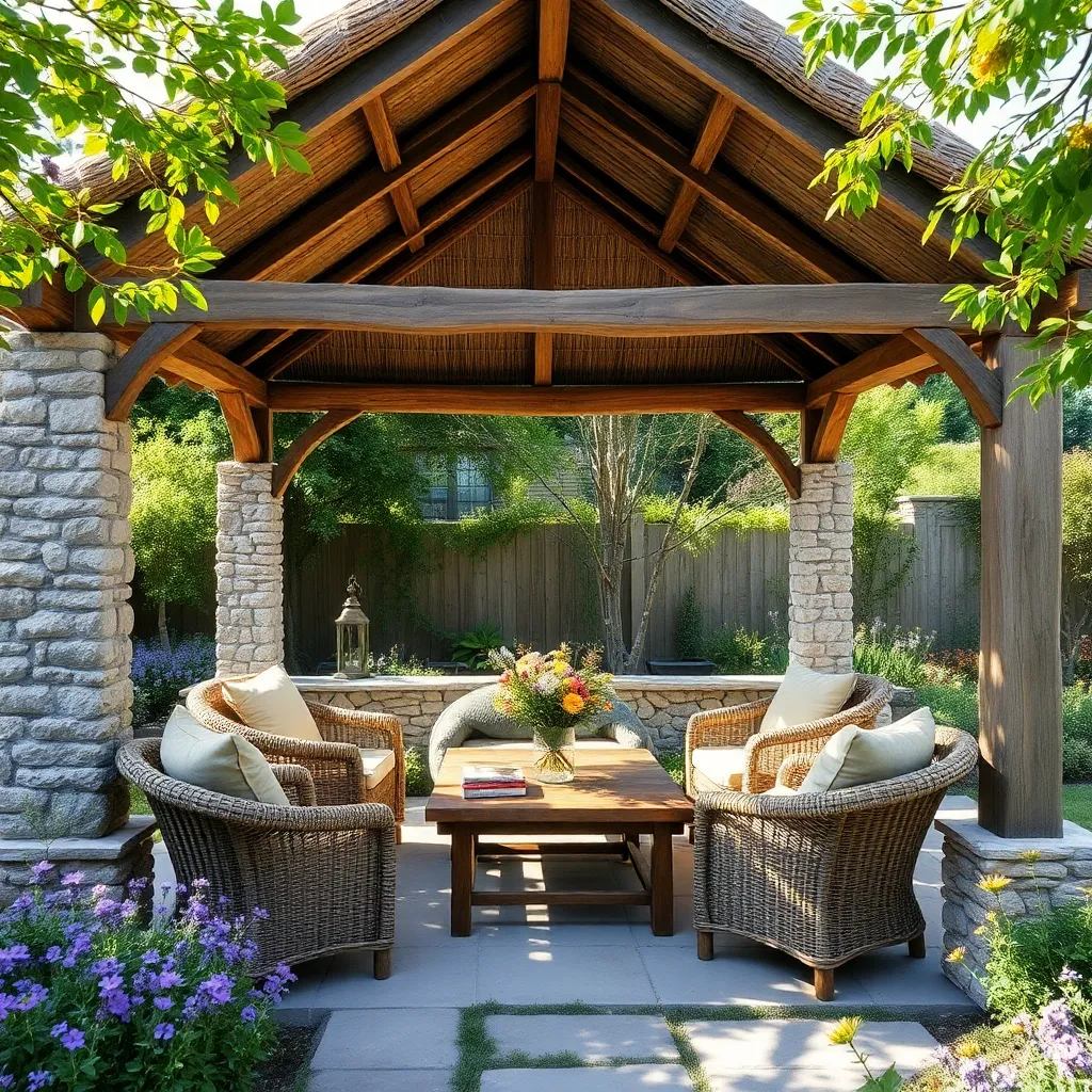 Open-Air Rustic Stone Gazebo