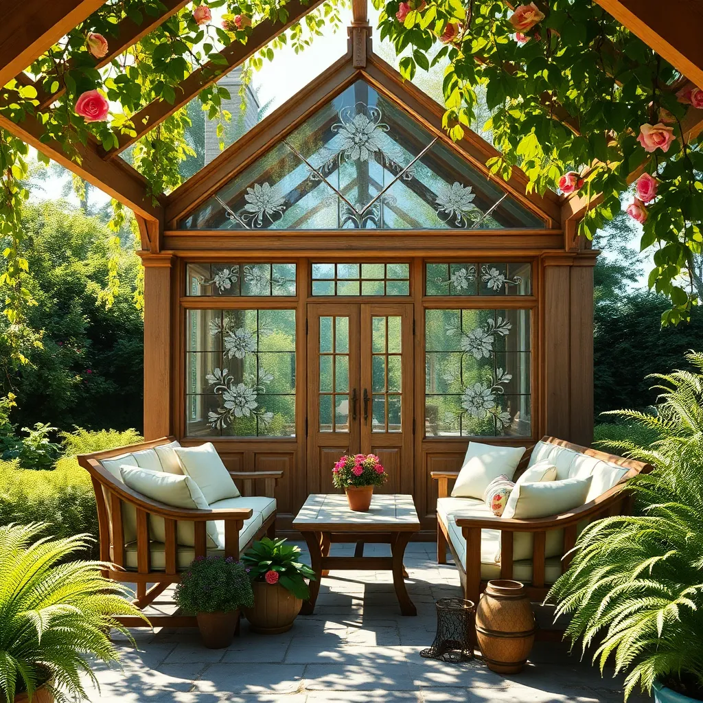 English Cottage Conservatory (Glass Panes & Floral Motifs)