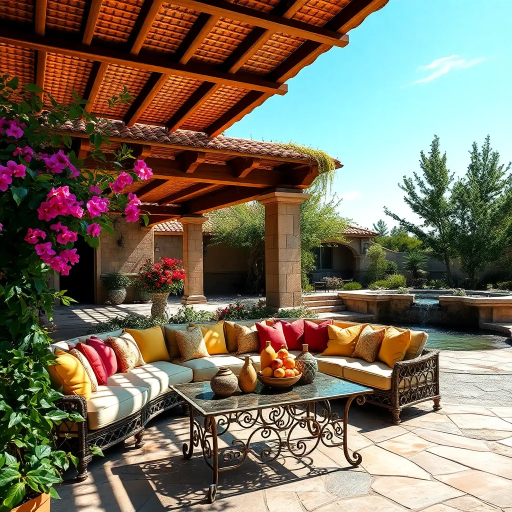 Mediterranean Oasis Pergola (Clay Tile Roof)