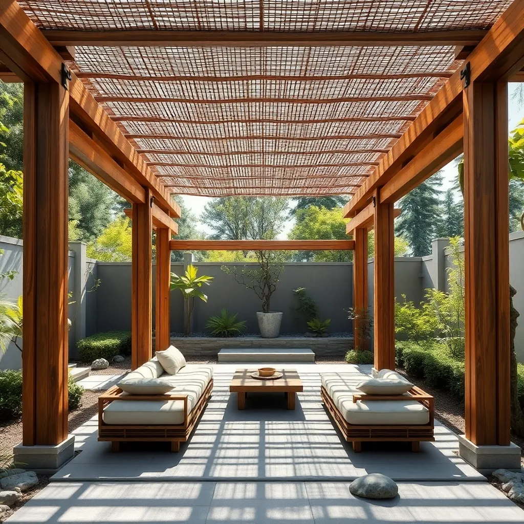 Asian Zen Pergola (Japanese Cedar and Bamboo Accents)