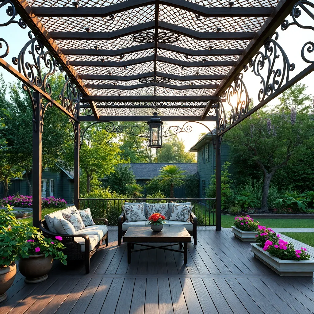 Victorian Elegance Pergola (Wrought Iron Details)