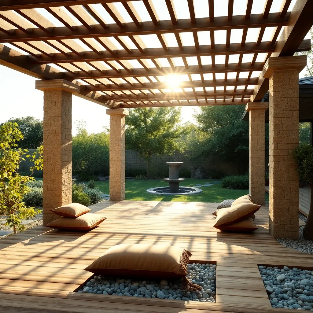 Zen Garden Pergola (Natural Stone Pillars)