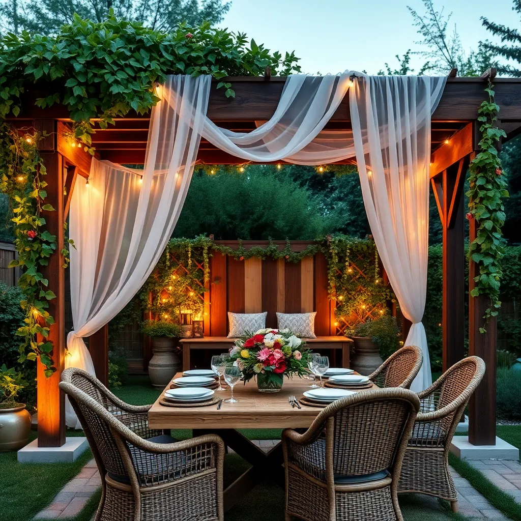 DIY Pergola with Drapes (Customizable Elegance and Privacy)