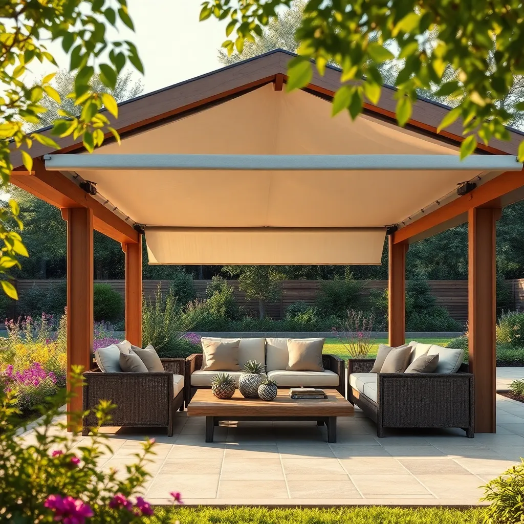 Open-Air Pavilion with Retractable Canopy (Versatile Shade Solutions)