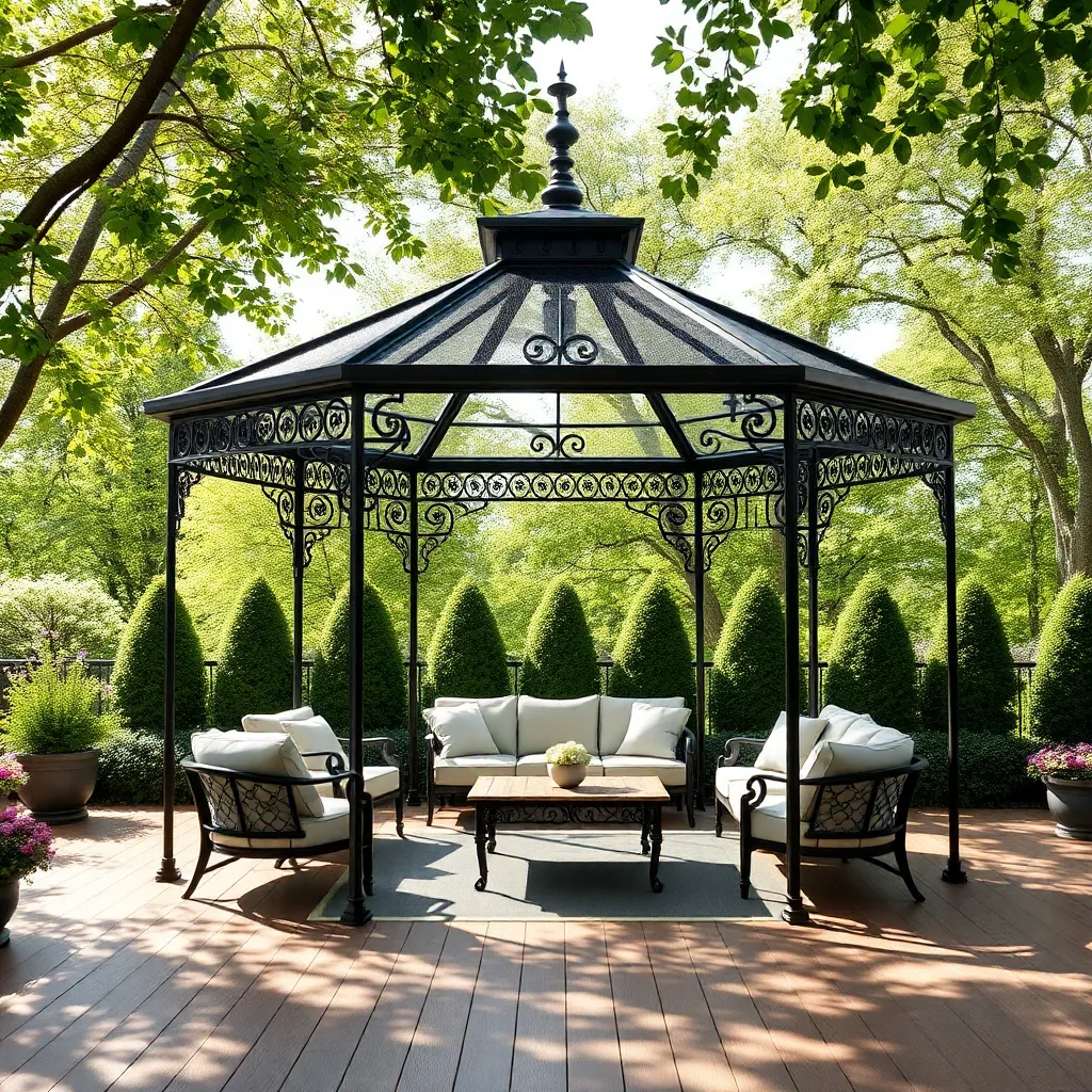 Classic Hexagonal Gazebo (Wrought Iron Detailing)