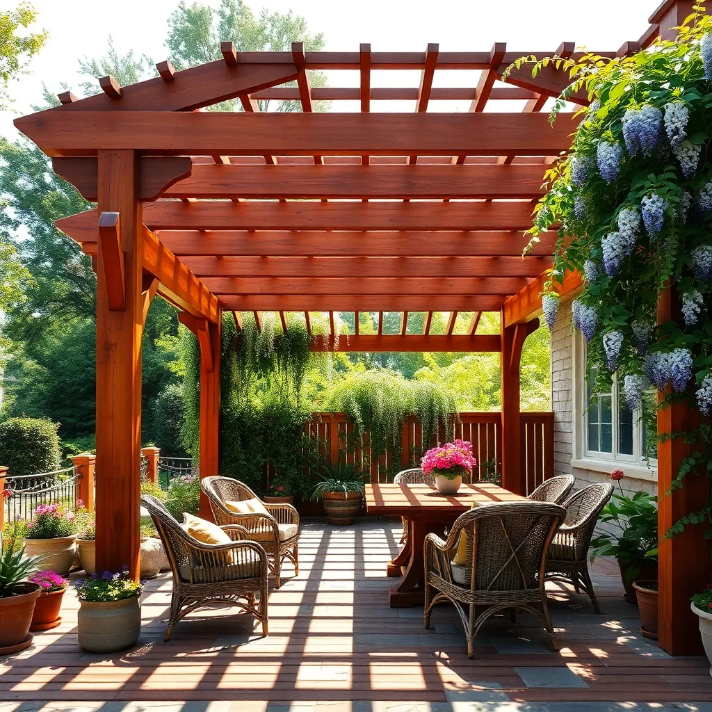 Traditional Garden Pergola (Rustic Redwood)