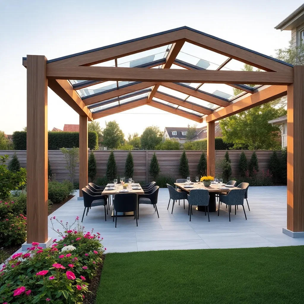 Modern Glass Pergola (Transparent Roof Panels)