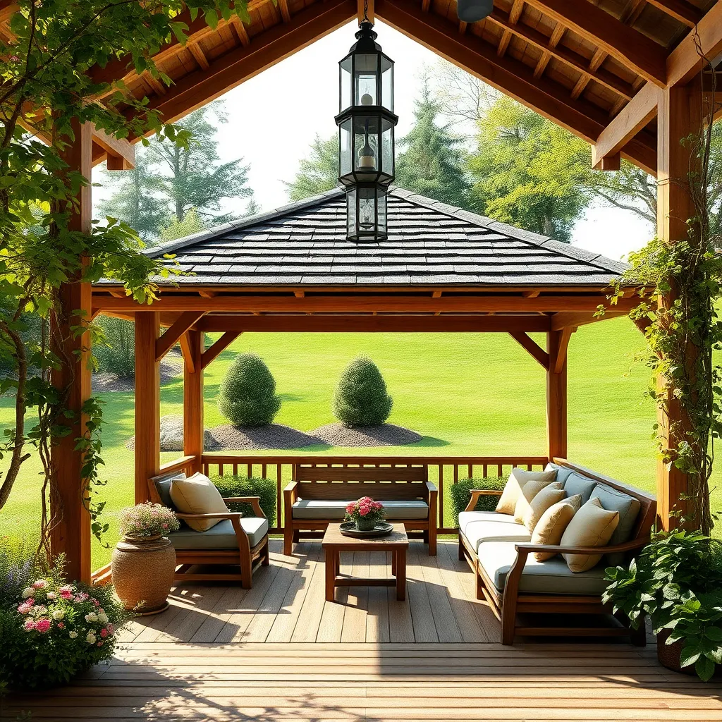 Traditional Wooden Gazebo (Classic Elegance with a Rustic Touch)