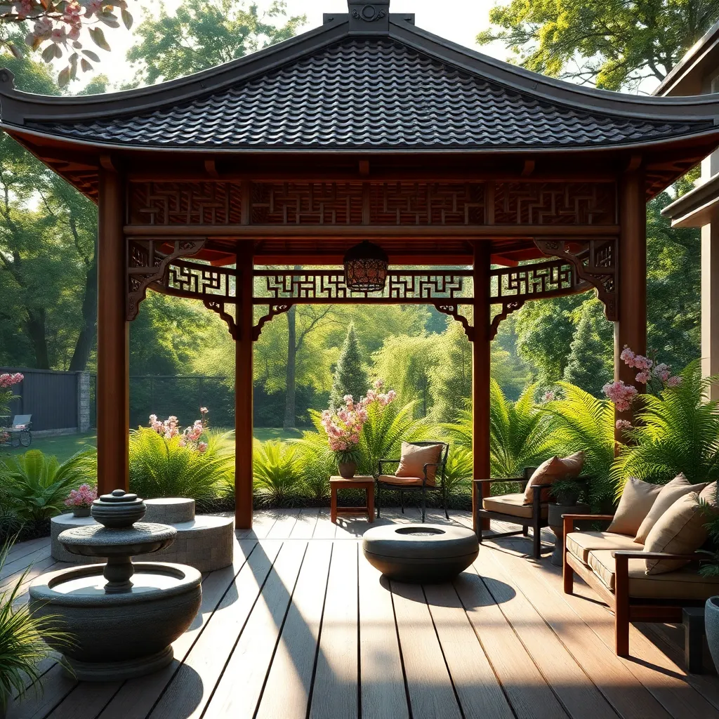 Asian-Inspired Pagoda Gazebo (Bamboo Detailing)