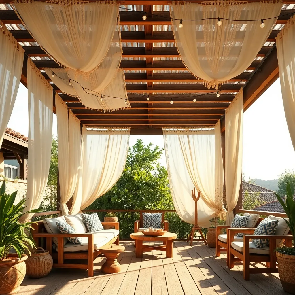 Bohemian Chic Pergola (Macramé and Canvas Drapes)